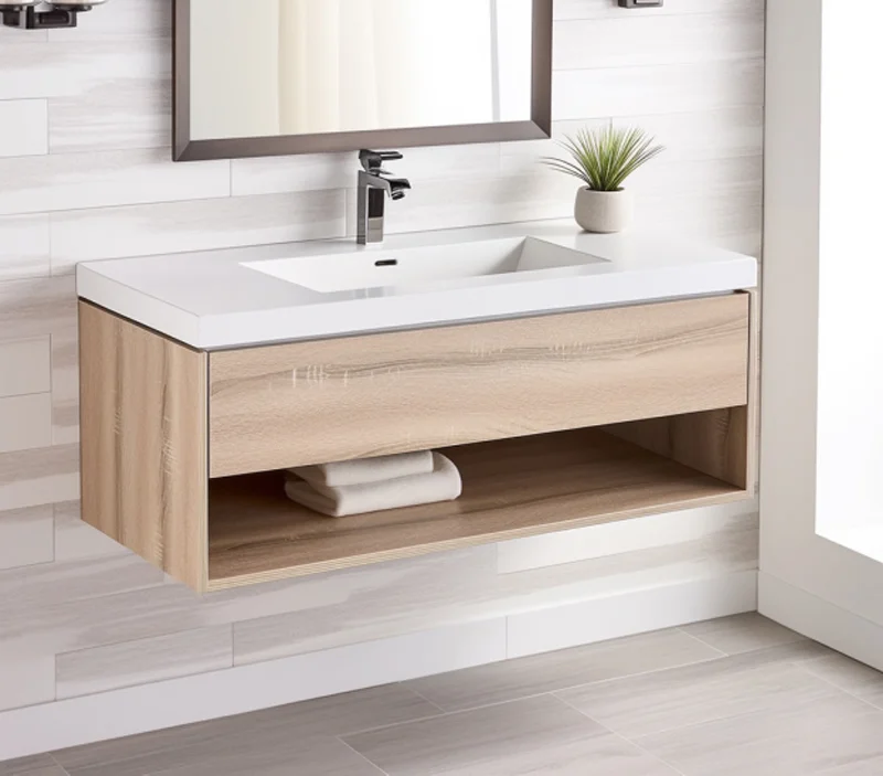 Mueble bajo lavamanos de madera a medida en Cali