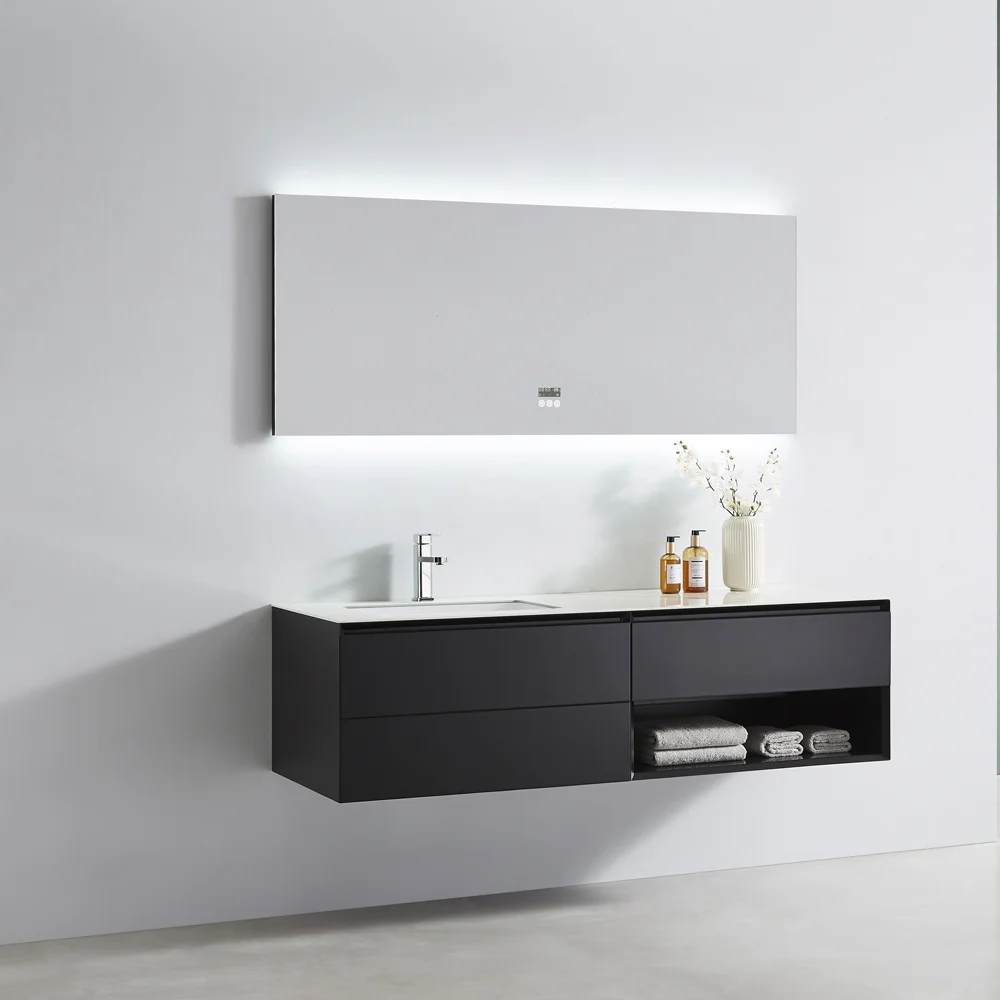 Mueble de baño moderno negro con almacenamiento